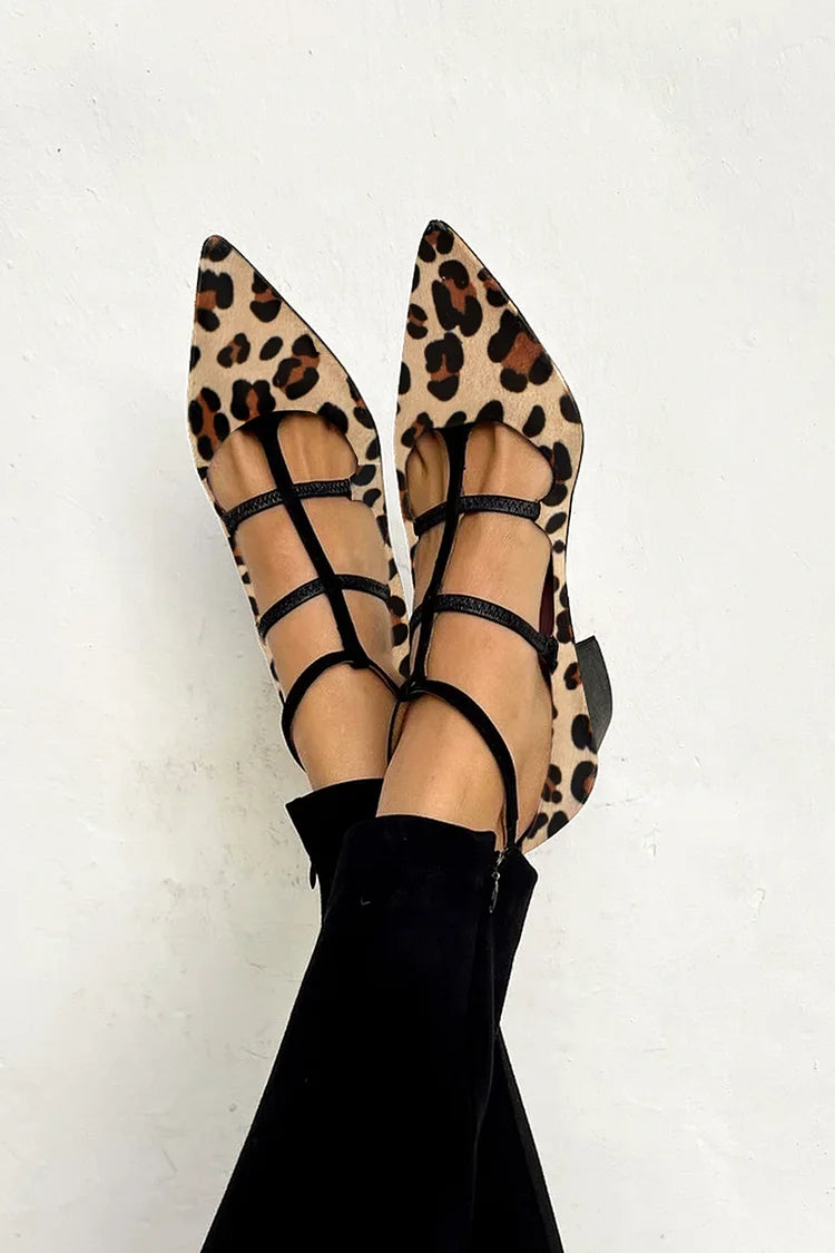 Hanna | Leopard Riemchen Ballerina Heels