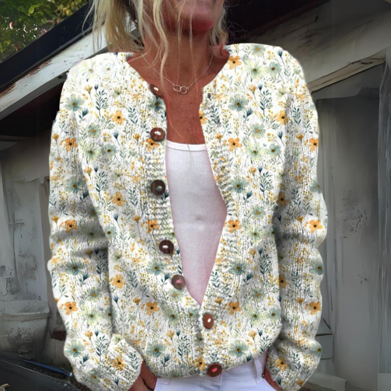 Alina | Florale Strickjacke mit Knöpfen