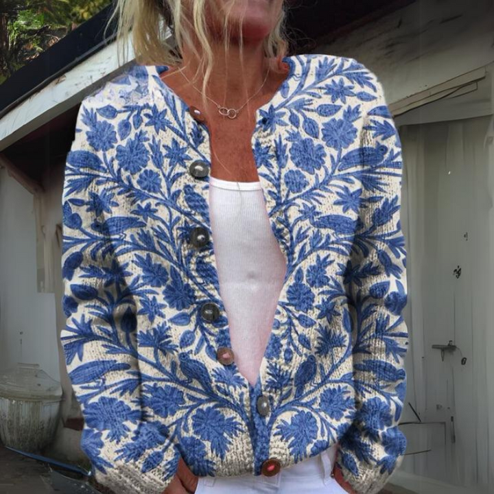 Alina | Florale Strickjacke mit Knöpfen