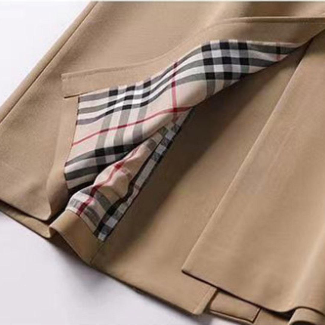 Damen Trenchcoat klassisch Doppelreiher Übergangsjacke mit Gürtel - BXRLIN