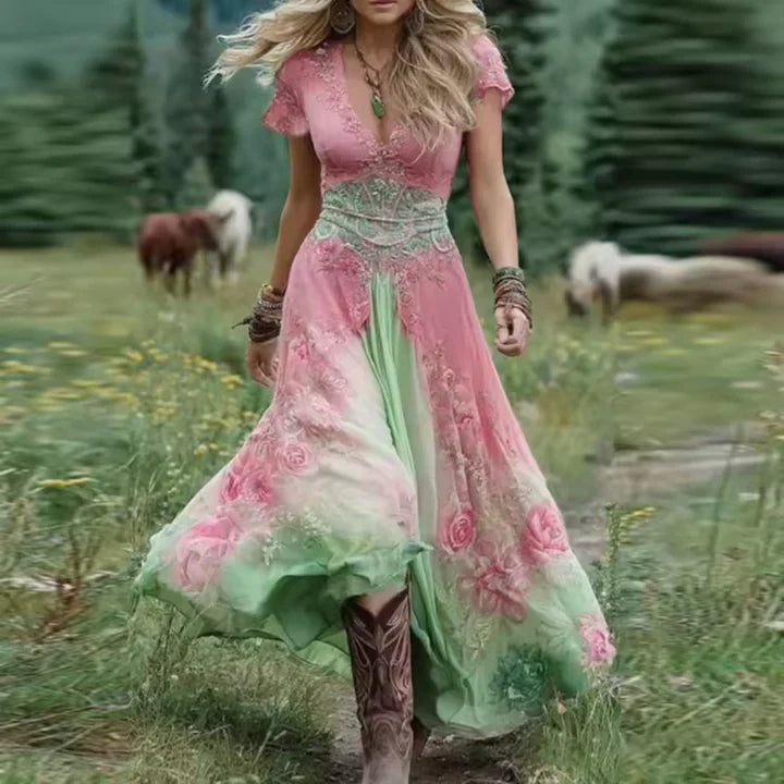 Evelyn | Boho-Kleid mit Blumenmuster