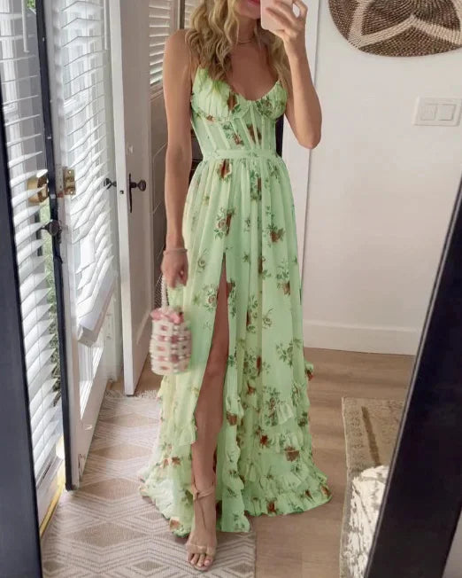 Sophie | Blumen-Maxi-Sommerkleid mit Schlitz