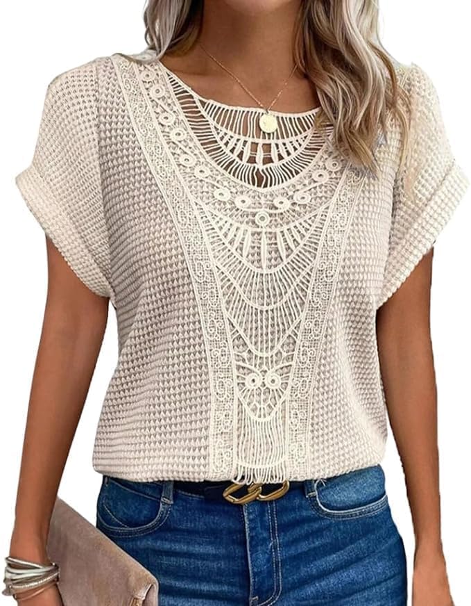 Noelia | Elegante Häkelspitzen Damenbluse