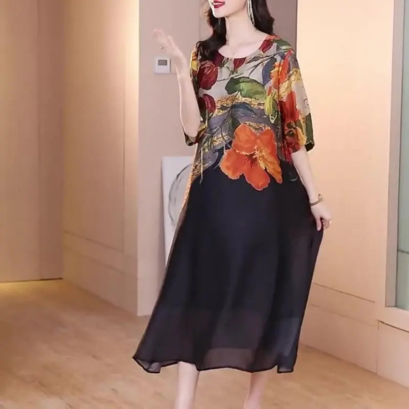 Alina | Elegantes Blumenkleid mit fließender Silhouette