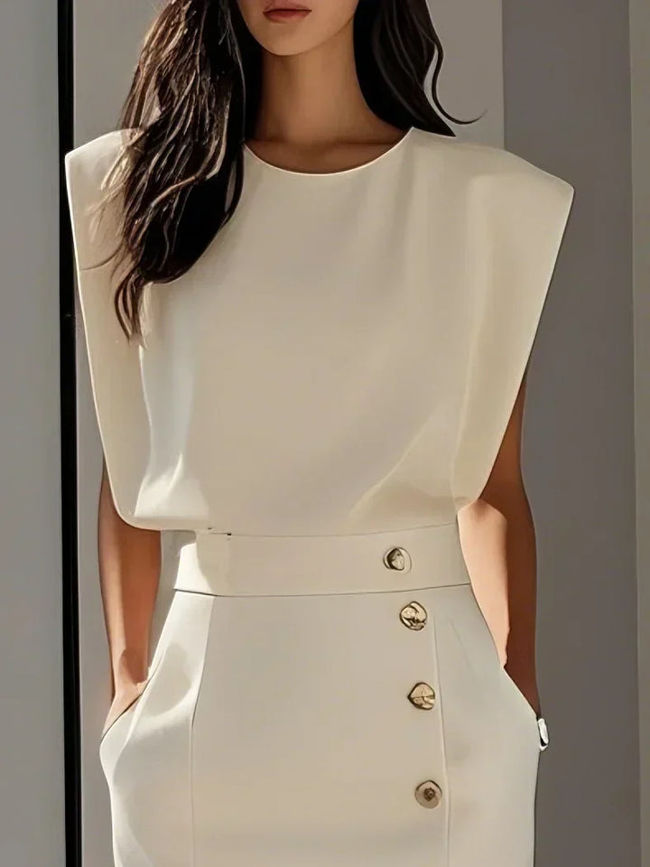 Evelina | Elegantes Midikleid mit Knopfleiste