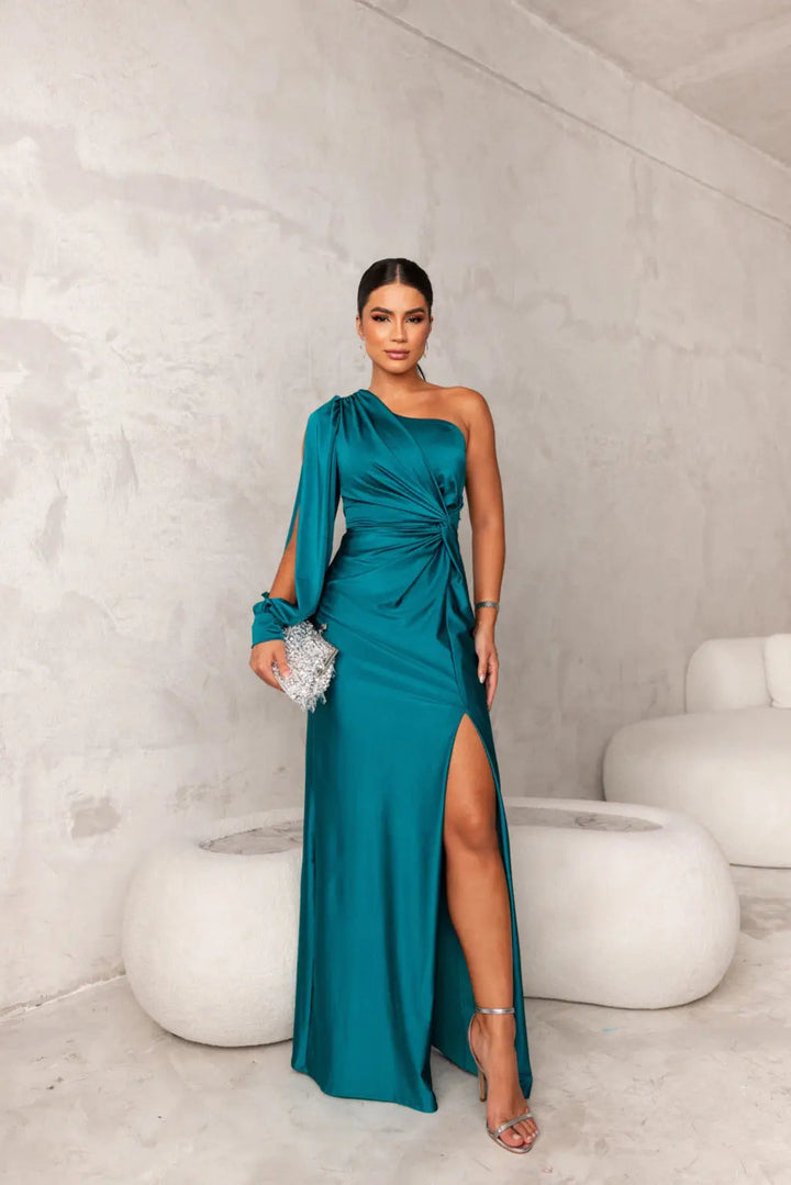 Solianne | One-Shoulder Satin Abendgown
