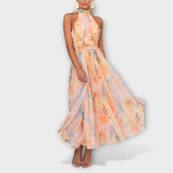 Isola | Damen-Midikleid mit Wasserfarben-Print