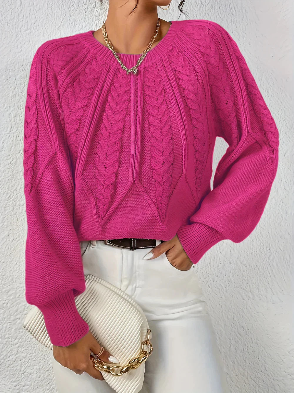 Marivelle | Damen-Strickpullover mit Zopfmuster