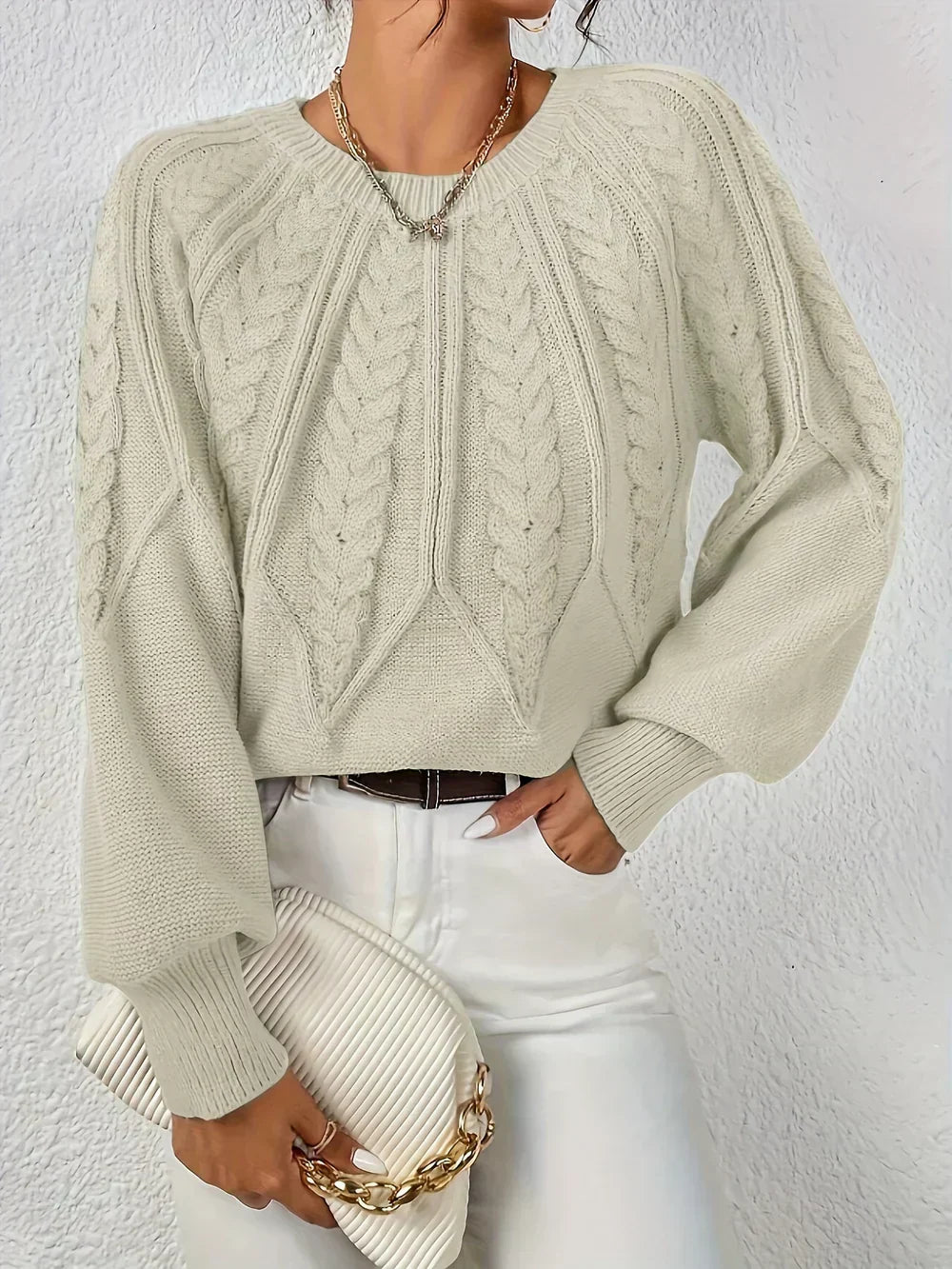 Marivelle | Damen-Strickpullover mit Zopfmuster