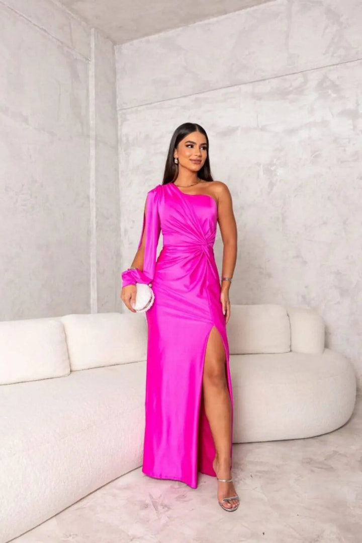 Solianne | One-Shoulder Satin Abendgown