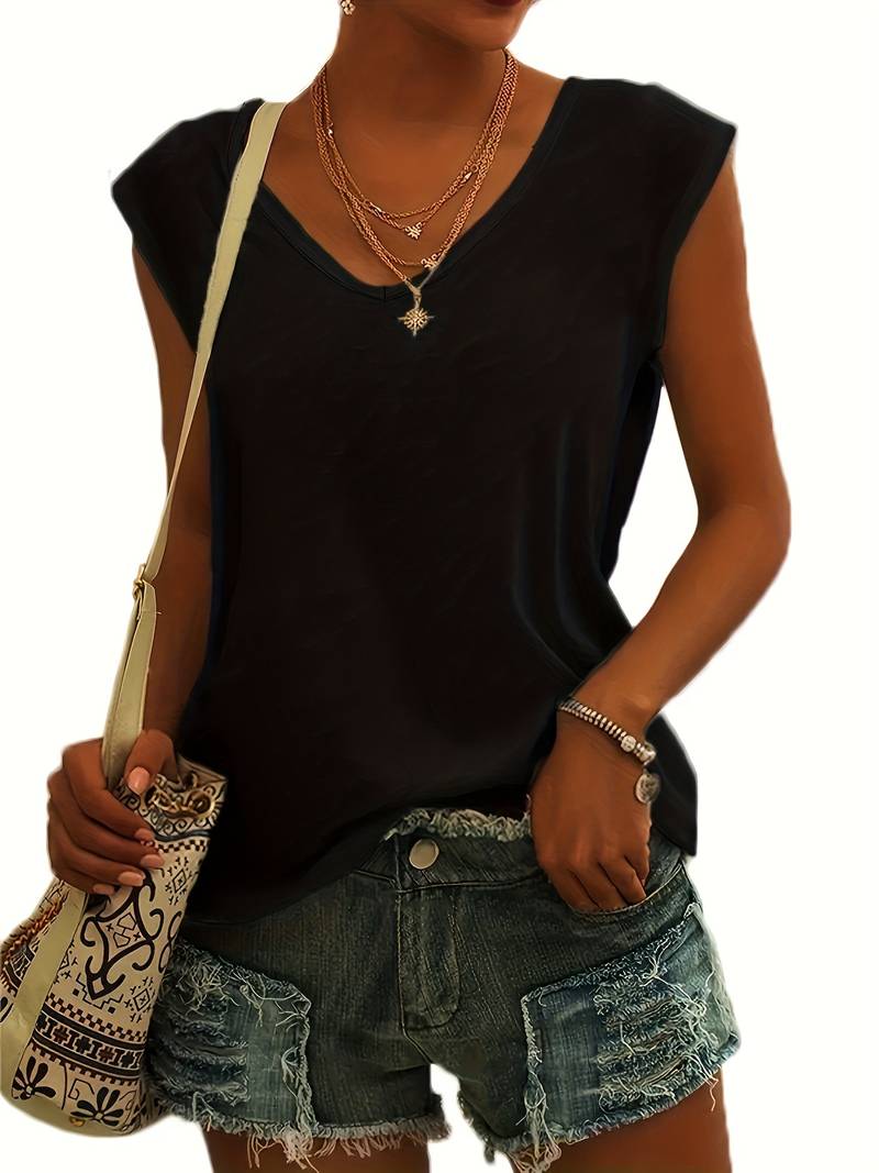 Sandra | lässiges, schlichtes t-shirt mit v-ausschnitt