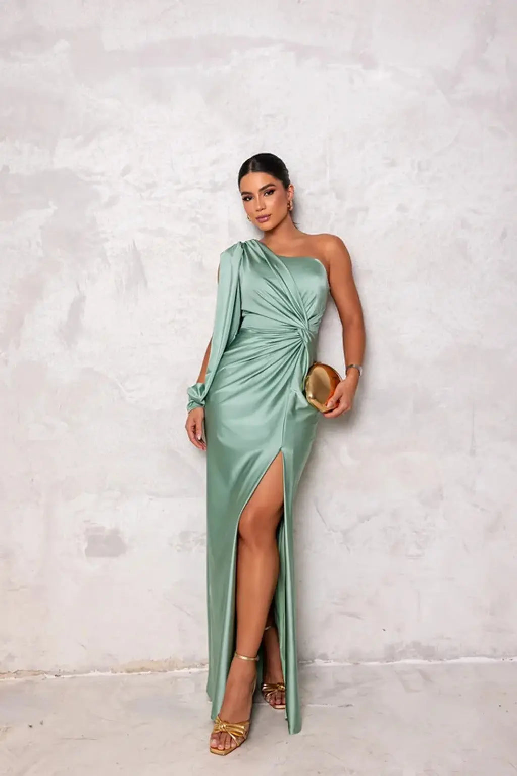 Solianne | One-Shoulder Satin Abendgown