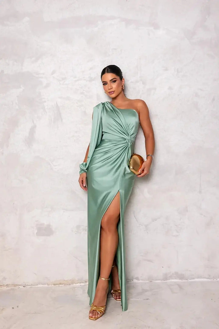 Solianne | One-Shoulder Satin Abendgown
