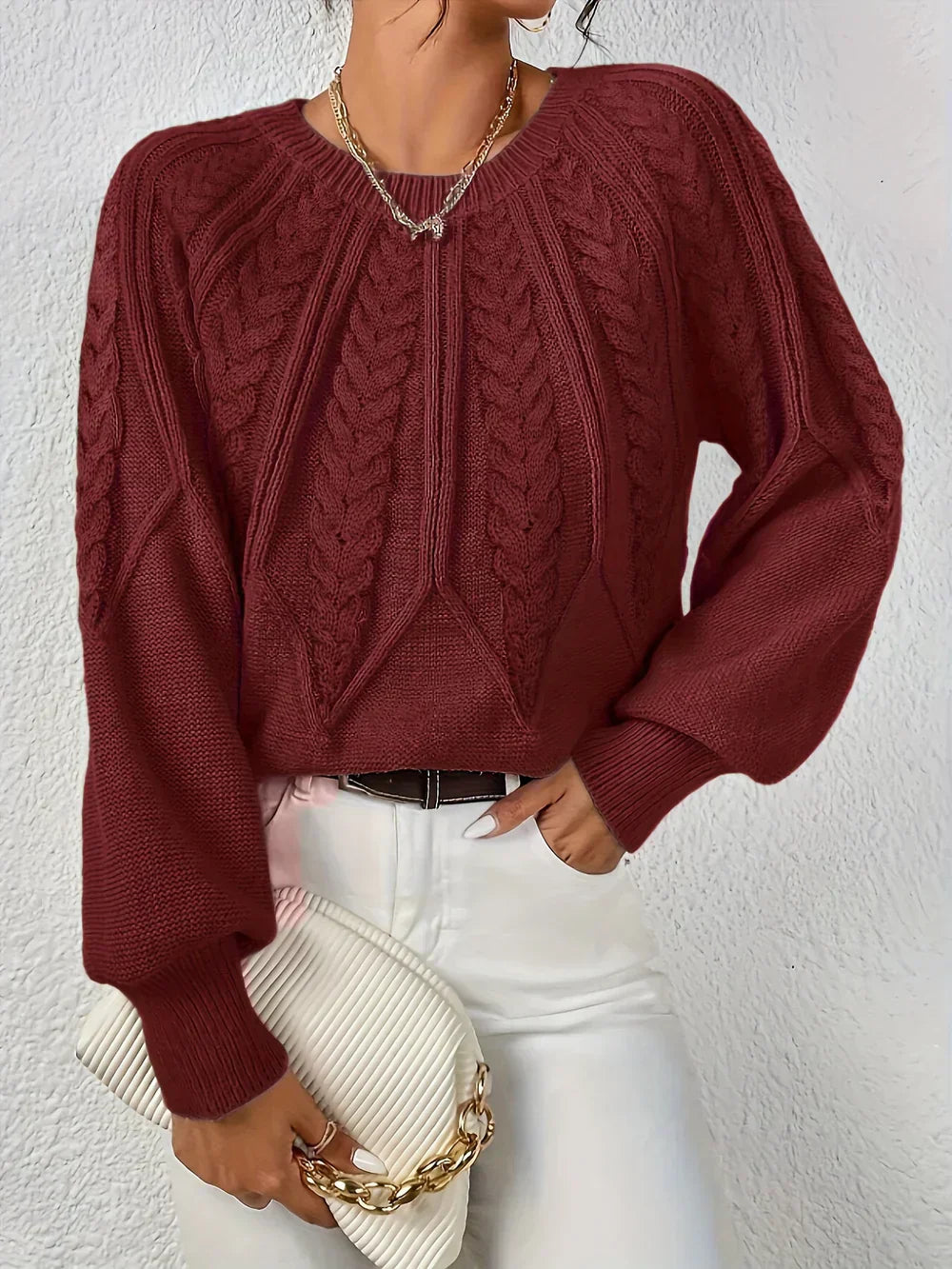 Marivelle | Damen-Strickpullover mit Zopfmuster