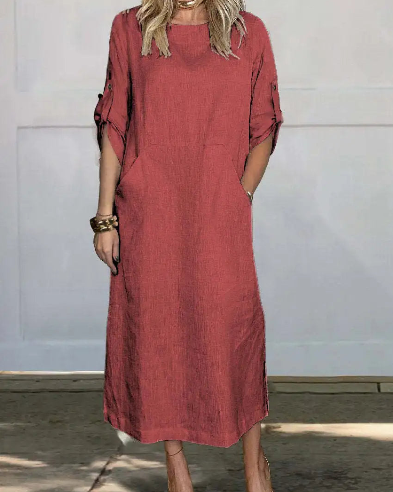Mara | Lockeres Midi-Kleid mit Taschen