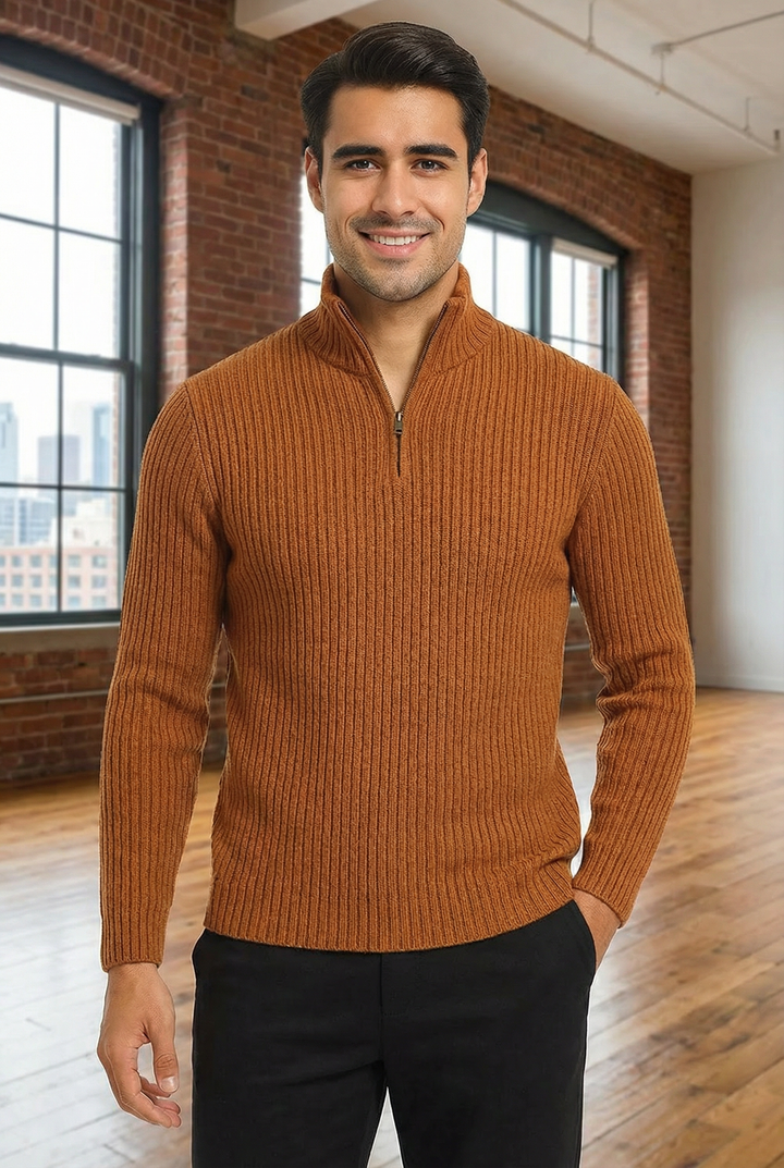 Jonas | Halbzip Herren Rippstrickpullover
