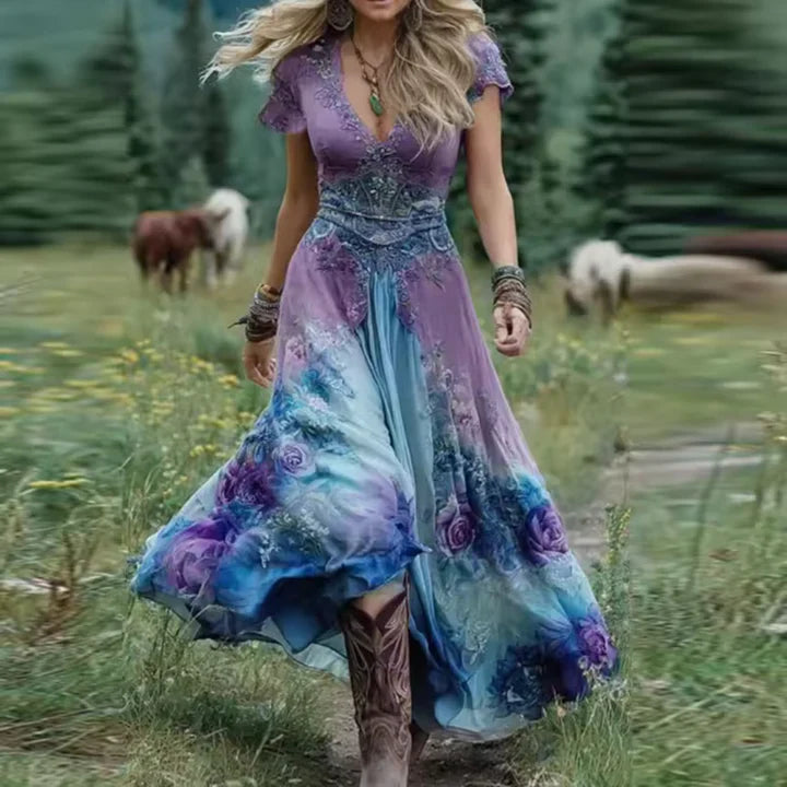 Evelyn | Boho-Kleid mit Blumenmuster