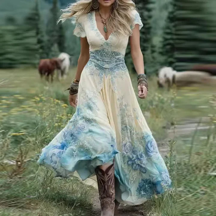 Evelyn | Boho-Kleid mit Blumenmuster