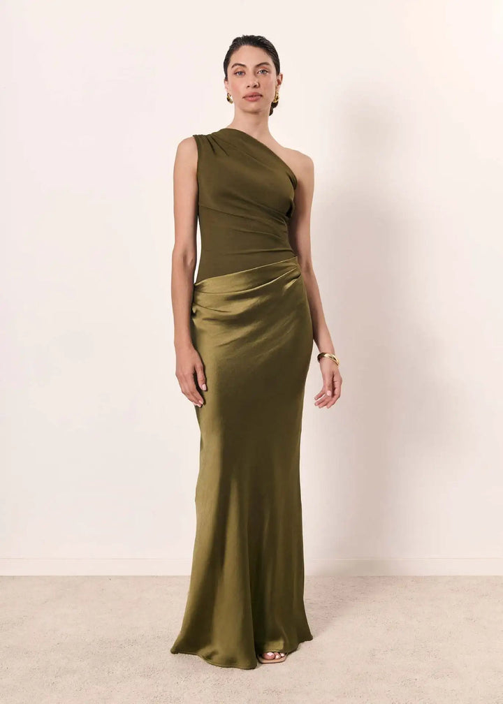 Adrielle | One-Shoulder Satin Abendkleid