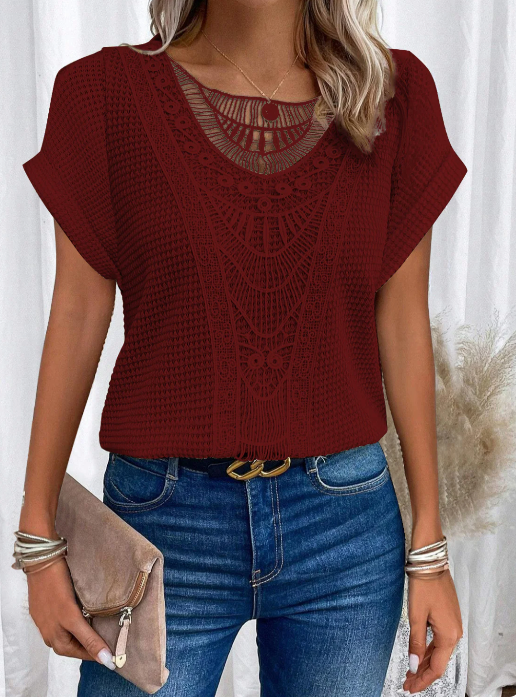 Noelia | Elegante Häkelspitzen Damenbluse