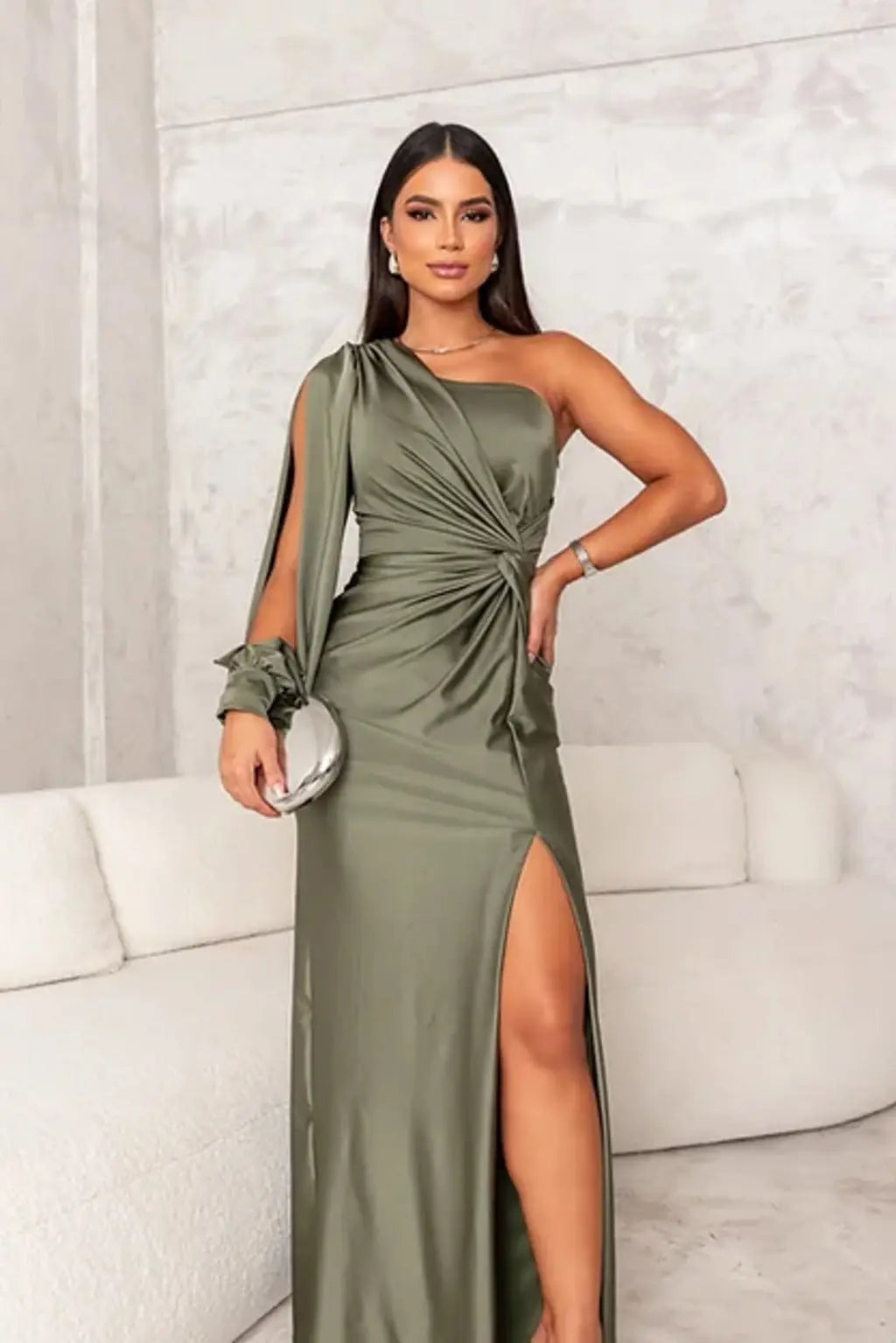 Solianne | One-Shoulder Satin Abendgown