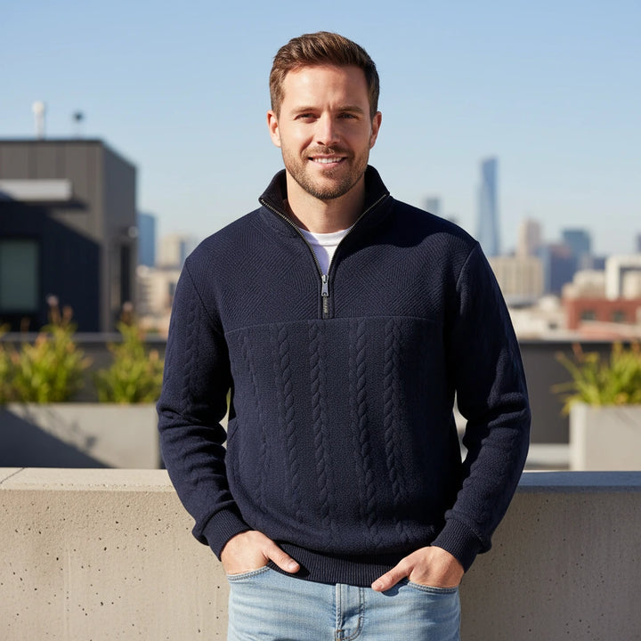 Farin | Herrenpullover im strukturierten Half-Zip-Design