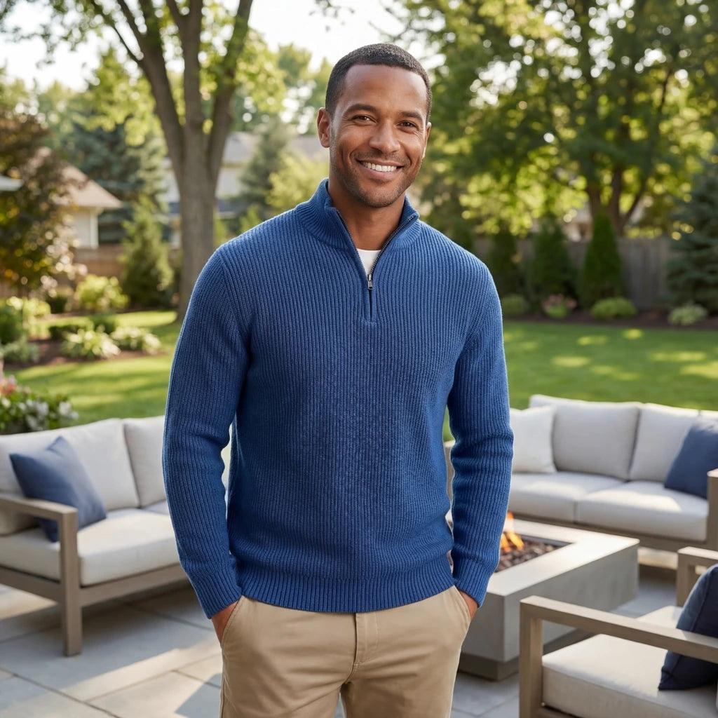 Cedric | Herrenpullover mit zeitgemäßem Halbzip