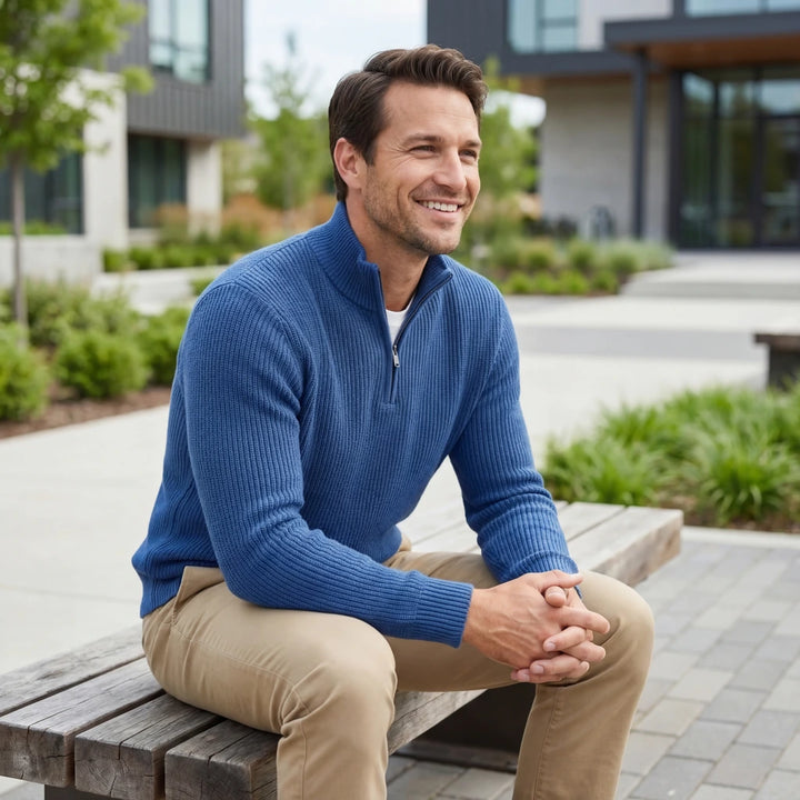 Cedric | Herrenpullover mit zeitgemäßem Halbzip