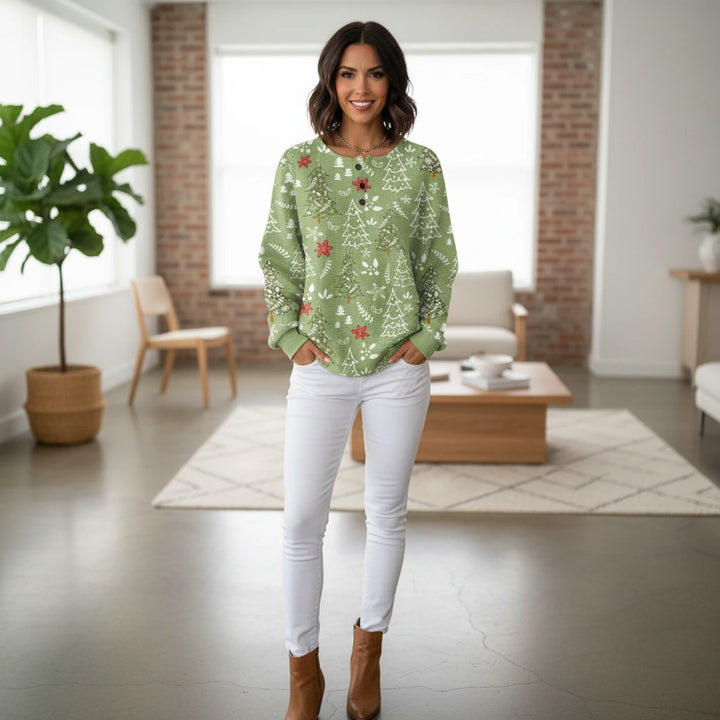 Elviana | Damen-Langarmshirt mit zartem Wintermotiv