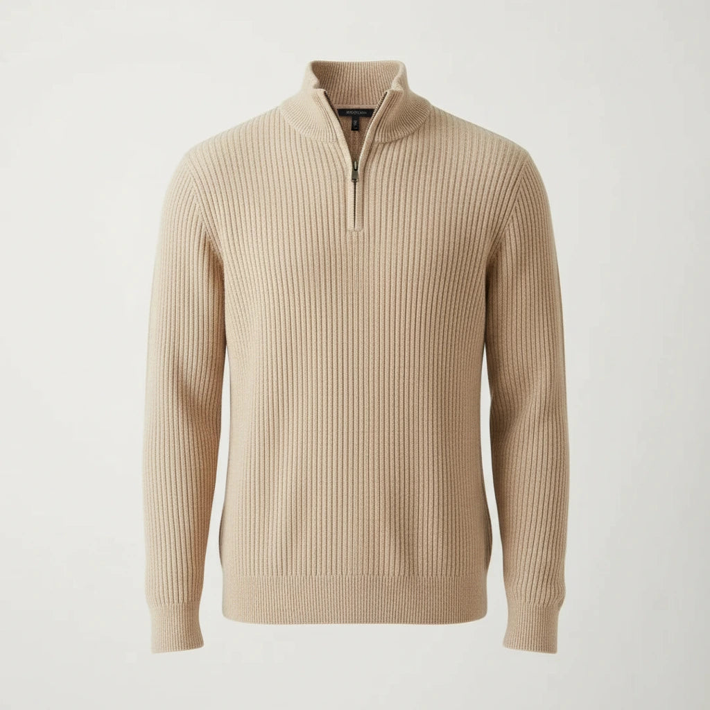 Marcel | Bequemer Herren-Halbzip-Rippstrickpullover