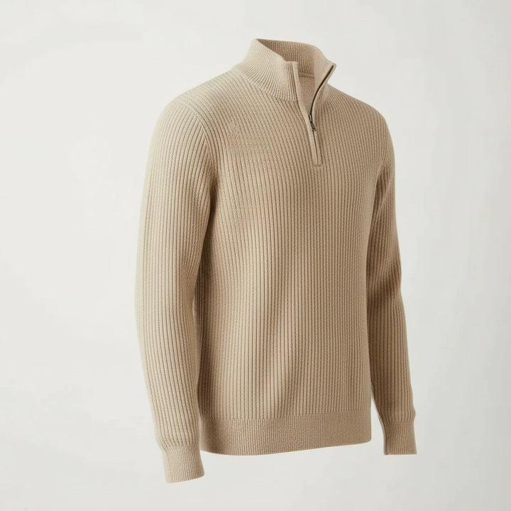 Marcel | Bequemer Herren-Halbzip-Rippstrickpullover