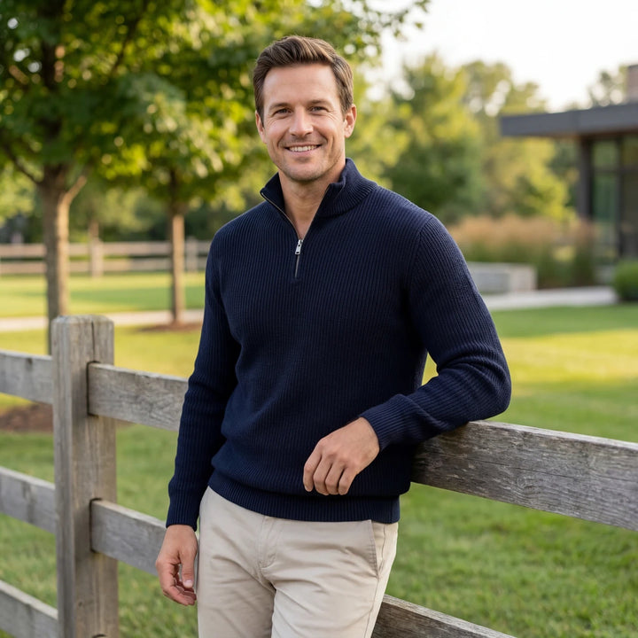 Timon | Herrenpullover im strukturierten Halbzip-Stil