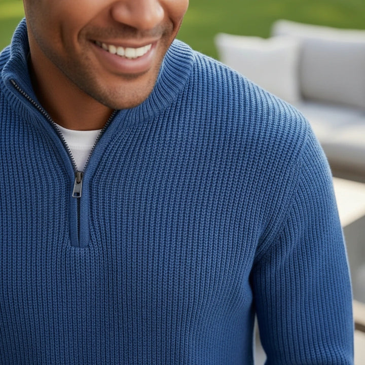 Cedric | Herrenpullover mit zeitgemäßem Halbzip