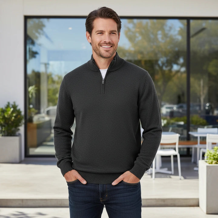 Lorenzo | Herrenpullover mit modernem Half-Zip-Look