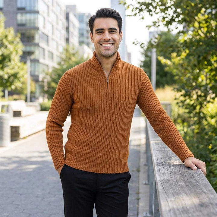 Jonas | Halbzip Herren Rippstrickpullover