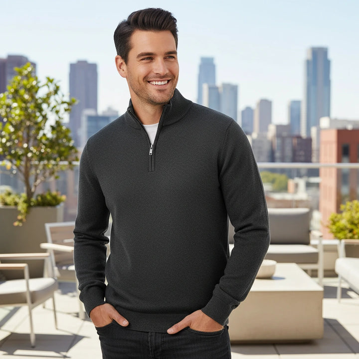 Lorenzo | Herrenpullover mit modernem Half-Zip-Look