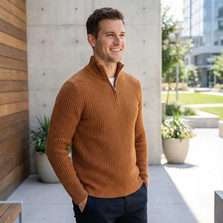 Jonas | Halbzip Herren Rippstrickpullover