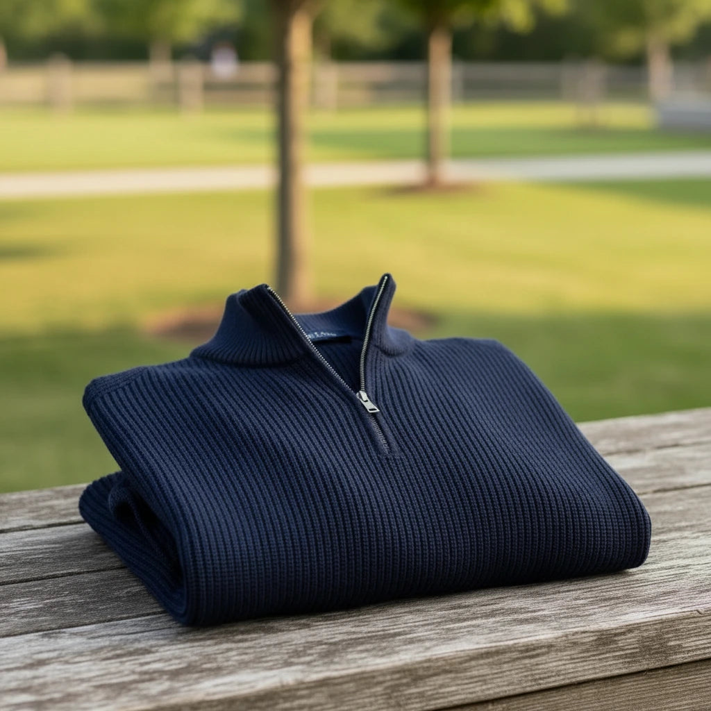 Timon | Herrenpullover im strukturierten Halbzip-Stil