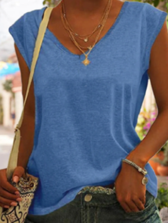 Sandra | lässiges, schlichtes t-shirt mit v-ausschnitt