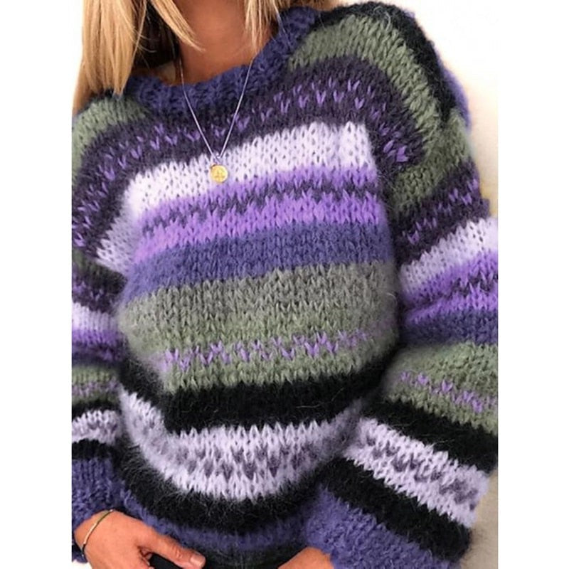 Elisanne | Damen-Strickpullover im Streifenlook