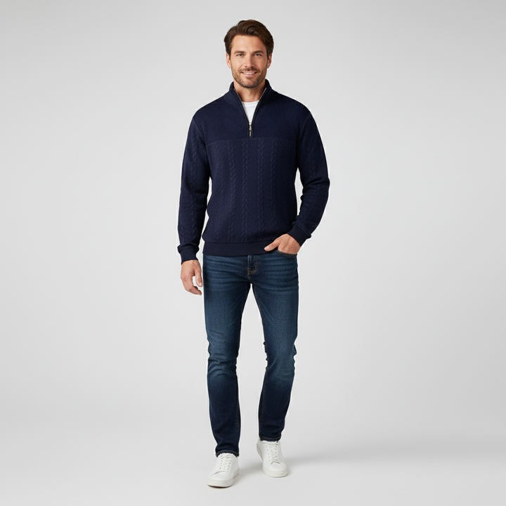 Farin | Herrenpullover im strukturierten Half-Zip-Design